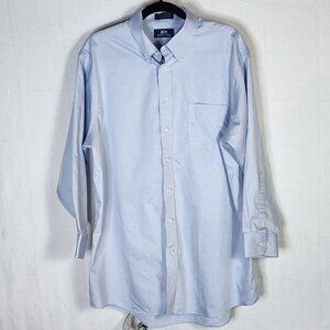 Stafford Light Blue Cotton Poly LS Micro Pinpoint Oxford Dress Shirt Sz 17 32-33
